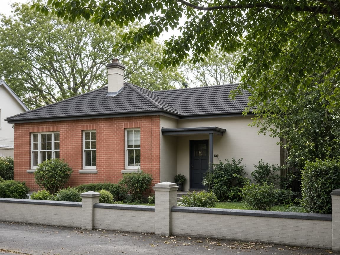 Example of a coated exterior masonry wall in daylight (2)